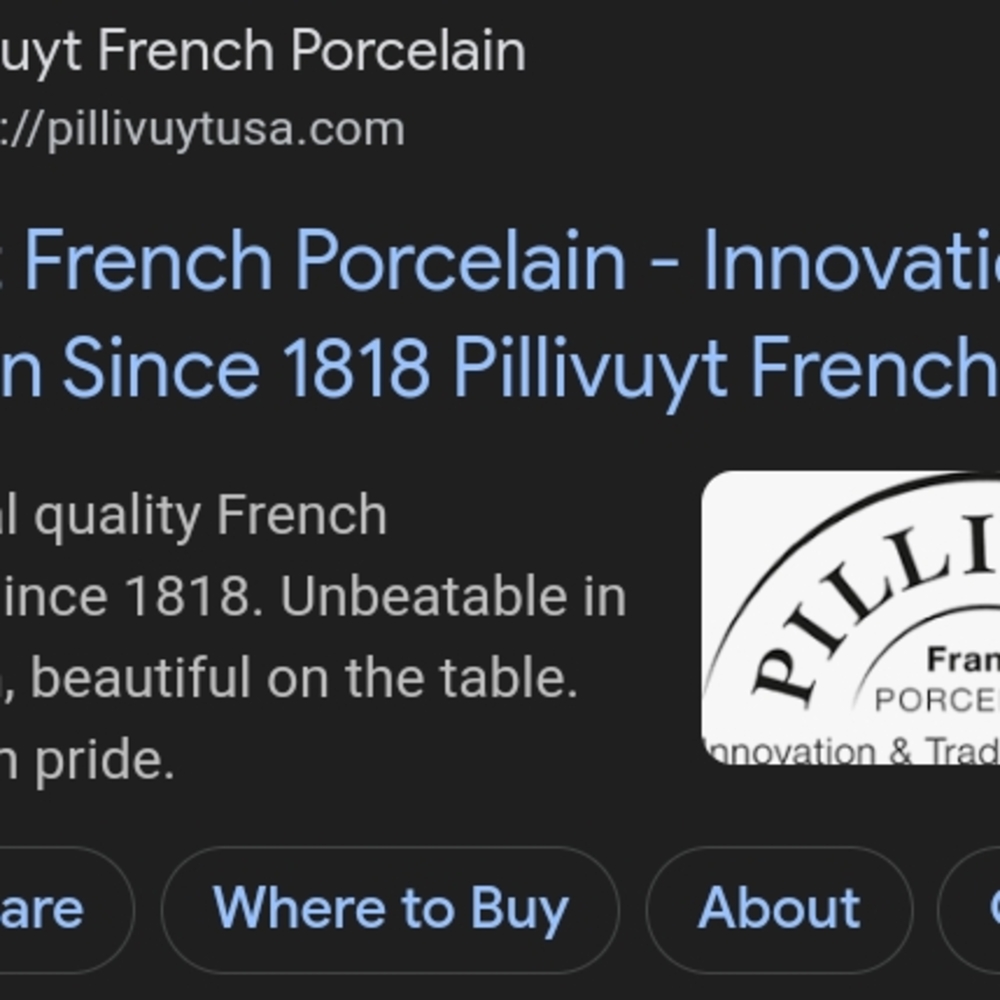 Pillivuyt French Porcelain